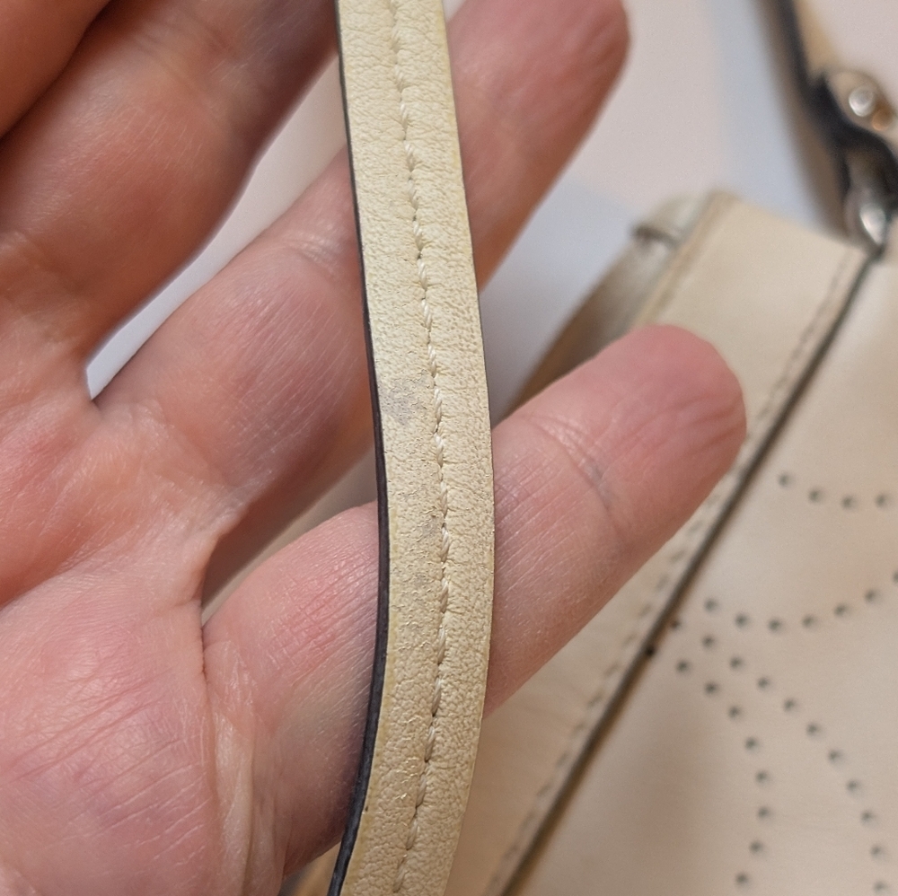 Coach perforated logo leather wristlet in a off-white color in VGUC - Picture 11 of 16